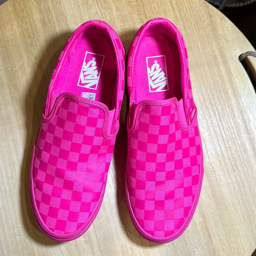 Neon Pink checkered Vans